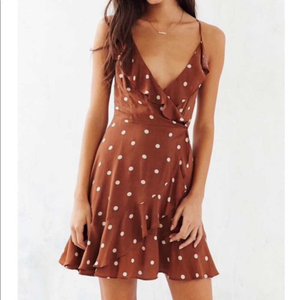 Urban Outfitters Brown Polka Dot Dress